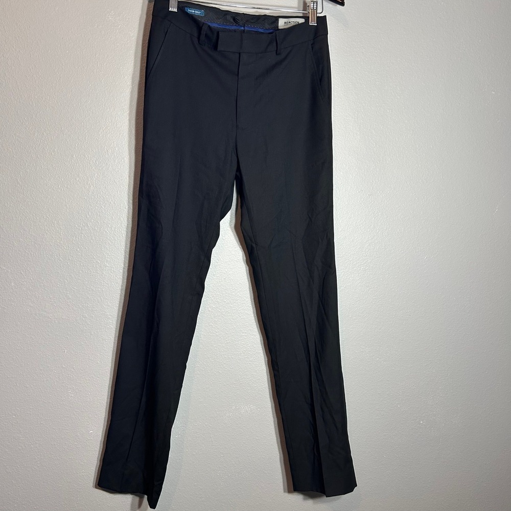 Reaction Kenneth Cole Dress Pants Black Straight Leg Trouser Men's Size 36R W29